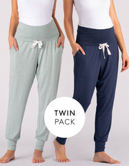 Women Seraphine Kits & Sets | Maternity Lounge Pants – Navy & Sage Twin Pack