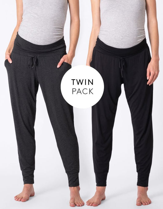 Women Seraphine Kits & Sets | Twin Pack Maternity Lounge Pants – Grey & Black