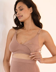 Women Seraphine Lingerie & Shapewear | Twin Pack Seamless Bamboo Maternity-To-Nursing Bras - Cappuccino