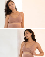 Women Seraphine Lingerie & Shapewear | Twin Pack Seamless Bamboo Maternity-To-Nursing Bras - Cappuccino