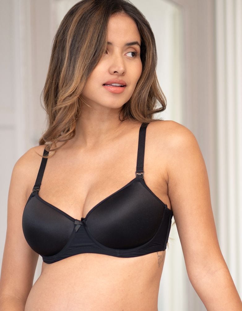Women Seraphine Nursing Bras & Lingerie | Seraphine Black T-Shirt Maternity & Nursing Bra