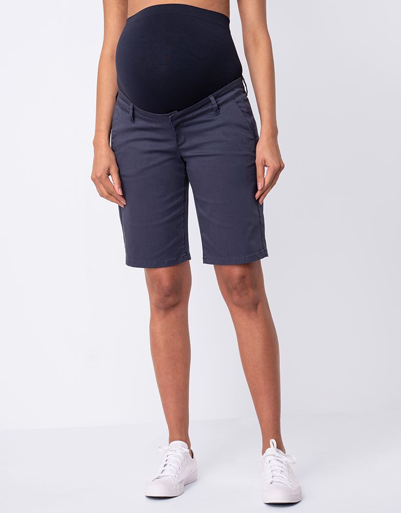 Women Seraphine Shorts | Cotton Blend Navy Blue Maternity Shorts