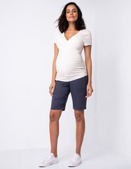 Women Seraphine Shorts | Cotton Blend Navy Blue Maternity Shorts