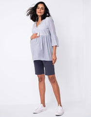 Women Seraphine Shorts | Cotton Blend Navy Blue Maternity Shorts