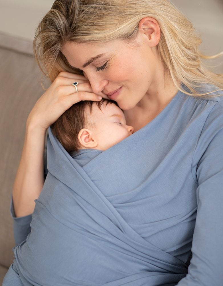 Women Seraphine Skin To Skin | Slate Blue Cotton ¾ Sleeve Skin To Skin Top