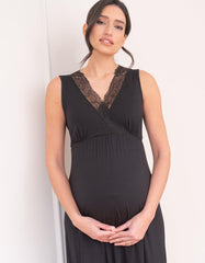 Women Seraphine Sleepwear | Lace Trim Crossover Maternity-To-Nursing Nightie