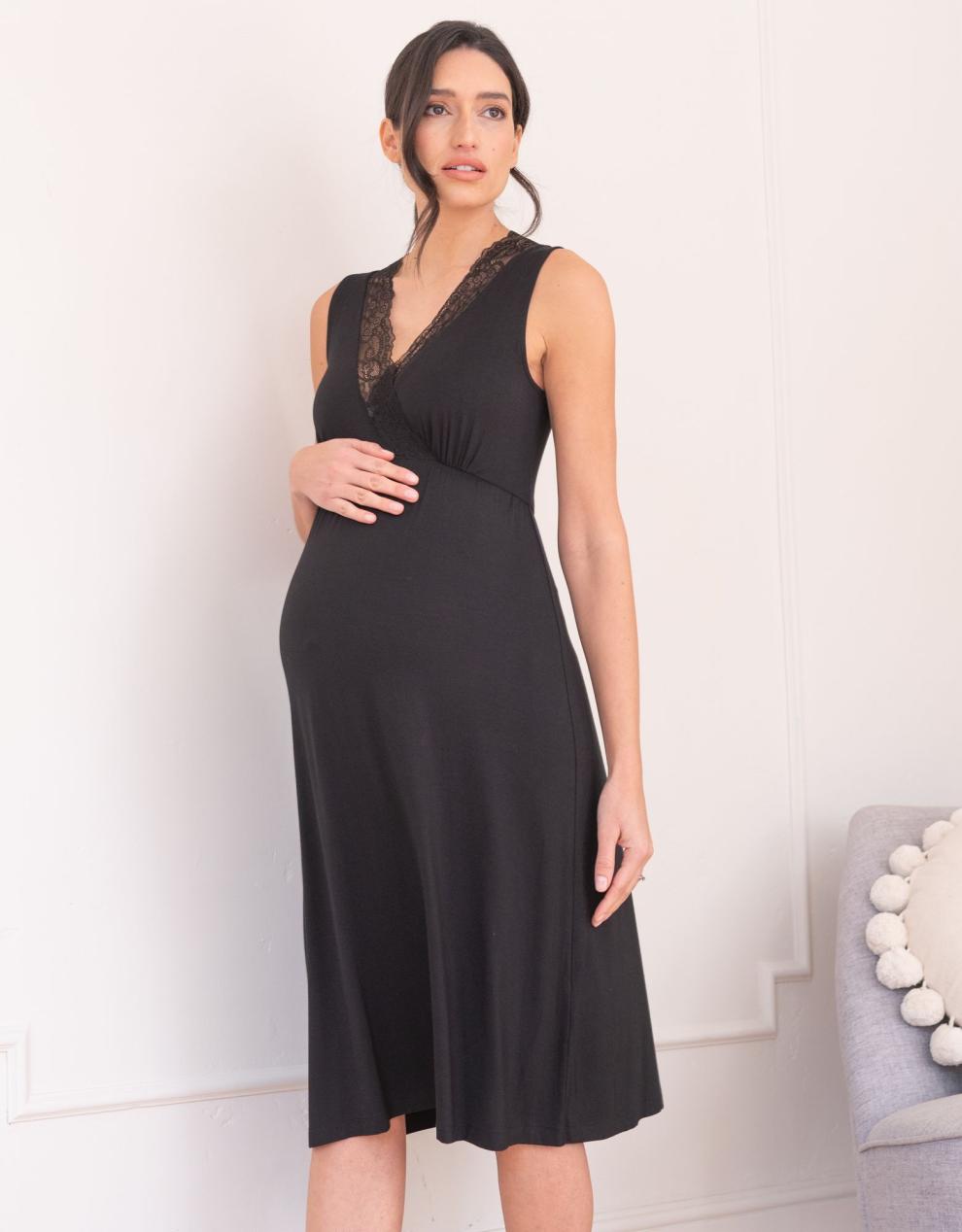 Women Seraphine Sleepwear | Lace Trim Crossover Maternity-To-Nursing Nightie