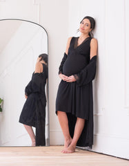 Women Seraphine Sleepwear | Lace Trim Kimono-Style Dressing Maternity-To-Nursing Gown