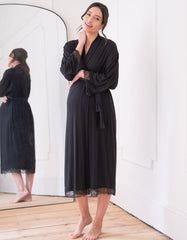 Women Seraphine Sleepwear | Lace Trim Kimono-Style Dressing Maternity-To-Nursing Gown
