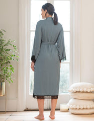 Women Seraphine Sleepwear | Lace Trim Kimono-Style Dressing Maternity-To-Nursing Gown