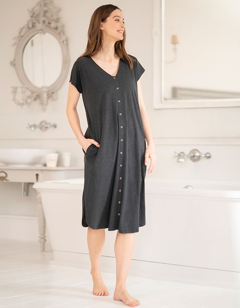 Women Seraphine Sleepwear | Maternity Hospital Bag Midi Labor Gown In Organic Cotton US