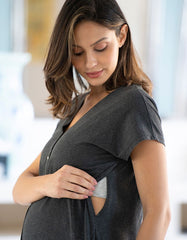 Women Seraphine Sleepwear | Maternity Hospital Bag Midi Labor Gown In Organic Cotton US