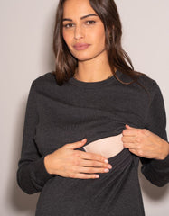 Women Seraphine Tops | Charcoal Cotton Lift Up Maternity & Nursing Sweater