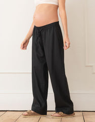 Women Seraphine Trousers & Skirts | Wide-Leg Linen-Blend Under Bump Maternity Trousers