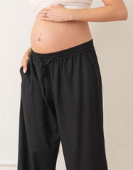 Women Seraphine Trousers & Skirts | Wide-Leg Linen-Blend Under Bump Maternity Trousers
