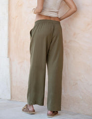 Women Seraphine Trousers & Skirts | Wide-Leg Linen-Blend Under Bump Maternity Trousers