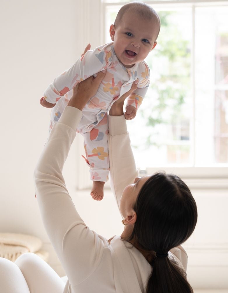 Baby Seraphine Baby Clothes | Easy Zip Organic Cotton Sleepsuit – Geo Floral