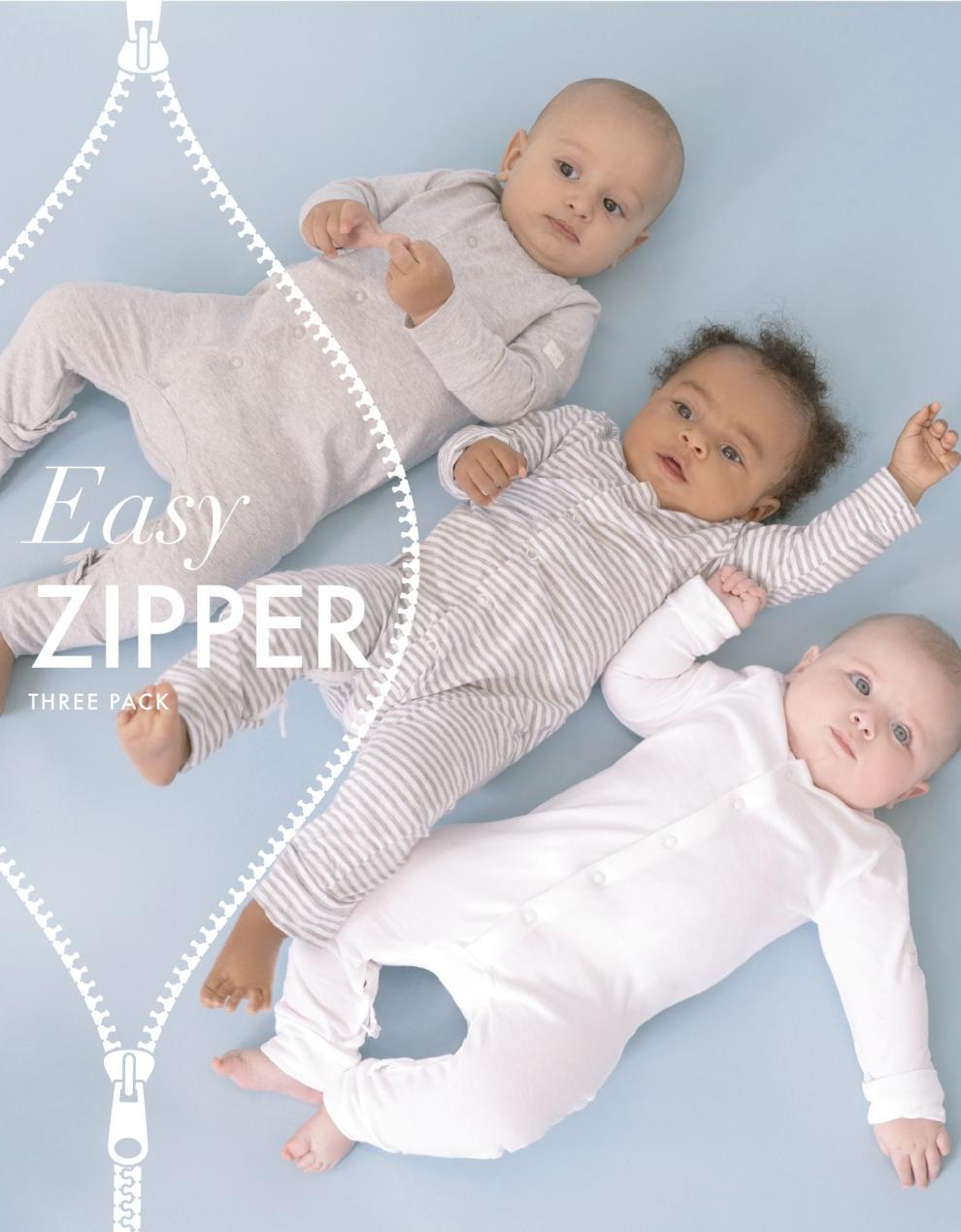 Baby Seraphine Baby Clothes | Easy Zipper Cotton Sleepsuit – 3 Pack