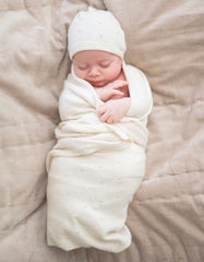 Baby Seraphine Baby Clothes | Mini Cotton &amp; Cashmere Ivory White Knitted Baby Blanket