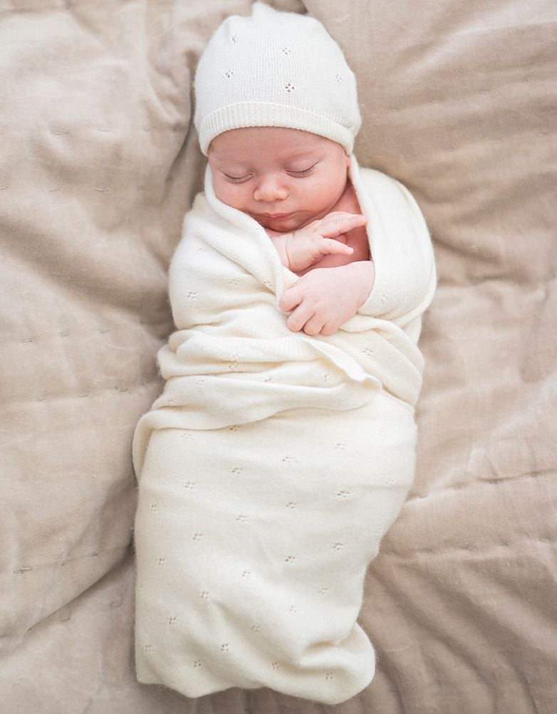 Baby Seraphine Baby Clothes | Mini Cotton &amp; Cashmere Ivory White Knitted Baby Hat