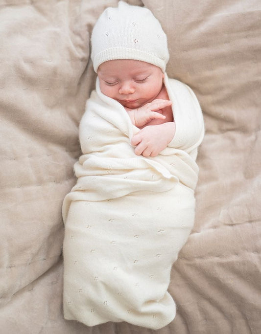 Baby Seraphine Baby Clothes | Mini Cotton &amp; Cashmere Ivory White Knitted Baby Hat