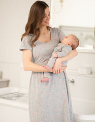 Baby Seraphine Baby Clothes | Spot Print Mama &amp; Mini Maternity To Nursing Nightdress Set – Grey