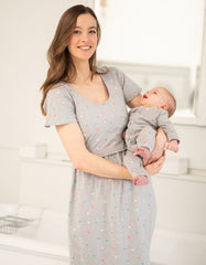 Baby Seraphine Baby Clothes | Spot Print Mama &amp; Mini Maternity To Nursing Nightdress Set – Grey