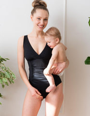 Women Seraphine Beach &amp; Swimwear | Black Post Maternity Shaping Swimsuit