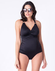 Women Seraphine Beach &amp; Swimwear | Front Twist Black Maternity Swimsuit
