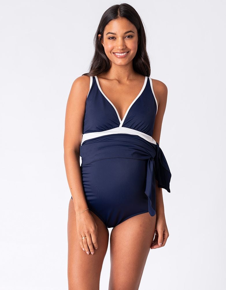 Women Seraphine Beach &amp; Swimwear | Nautical Maternity Swimsuit With Skirt