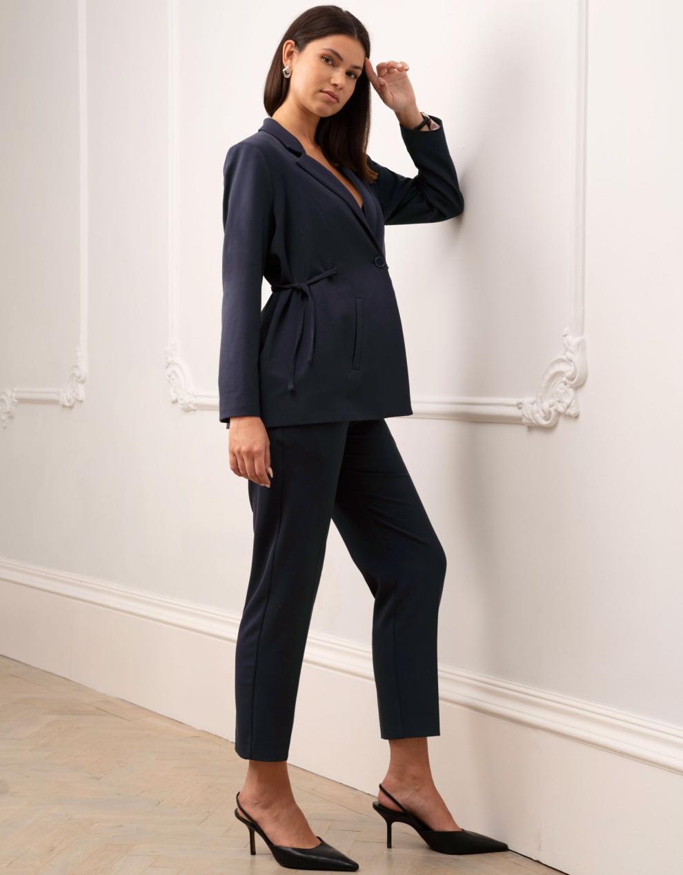 Women Seraphine Co-ords | Tapered Navy Maternity Pants