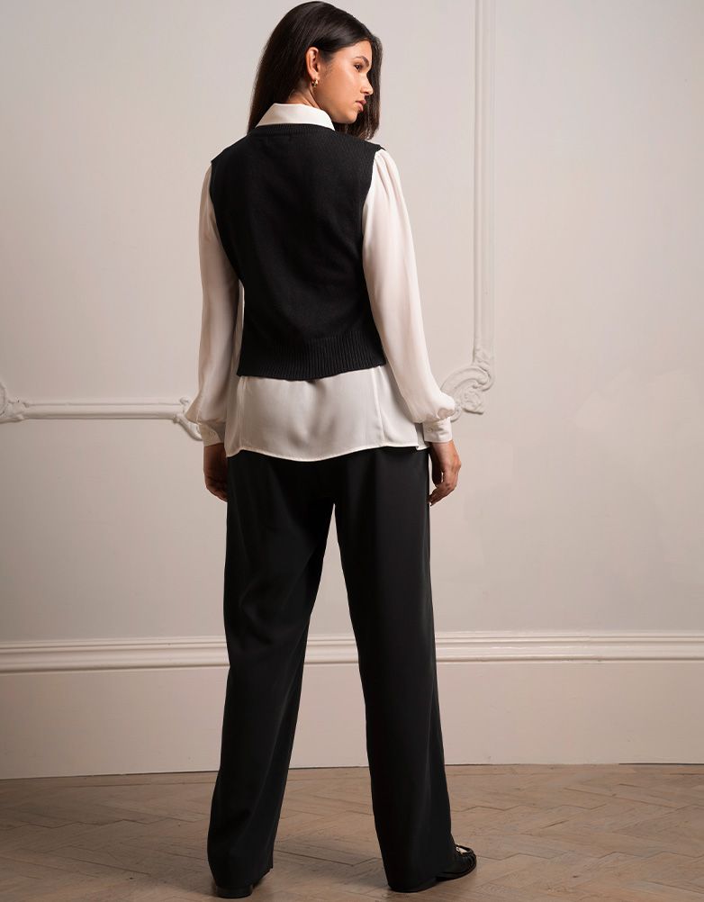 Women Seraphine Co-ords | Wide Leg Black Maternity Pants