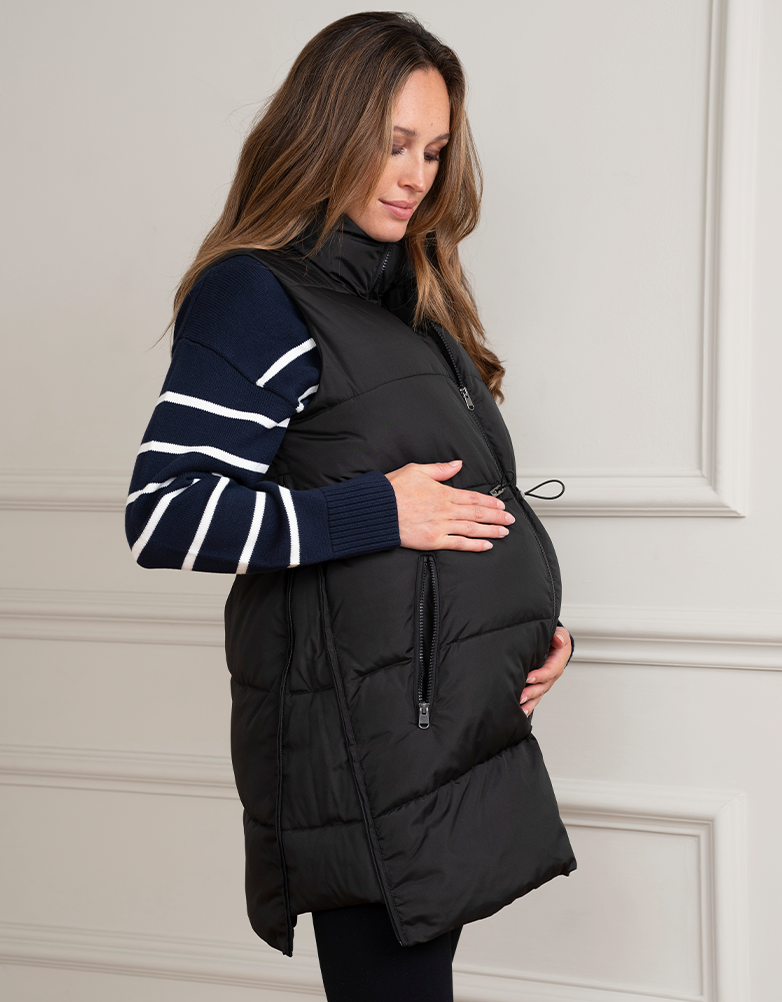 Women Seraphine Coats &amp; Jackets | Black 3 In 1 Maternity &amp; Babywearing Vest