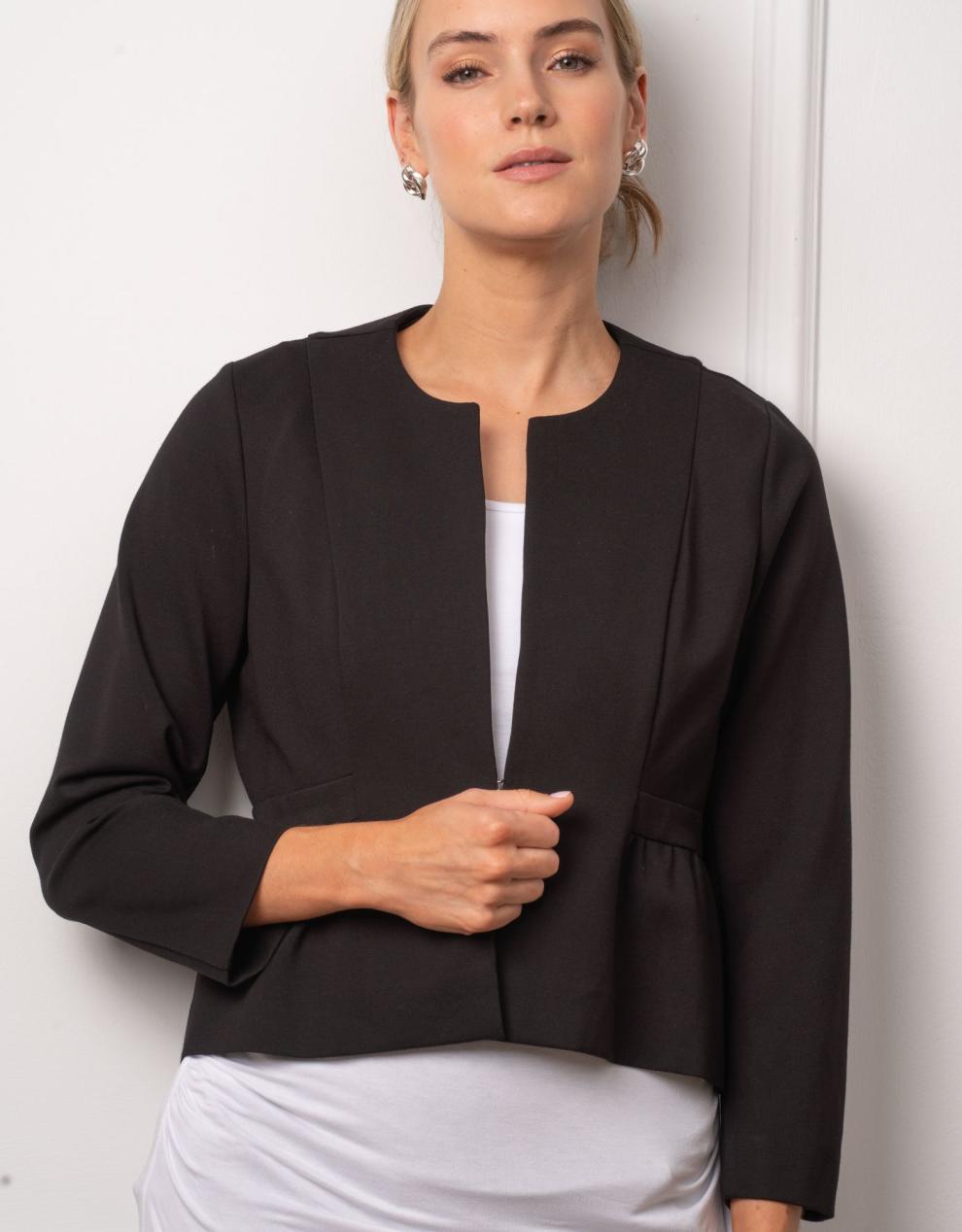 Women Seraphine Coats &amp; Jackets | Black Peplum Maternity Jacket