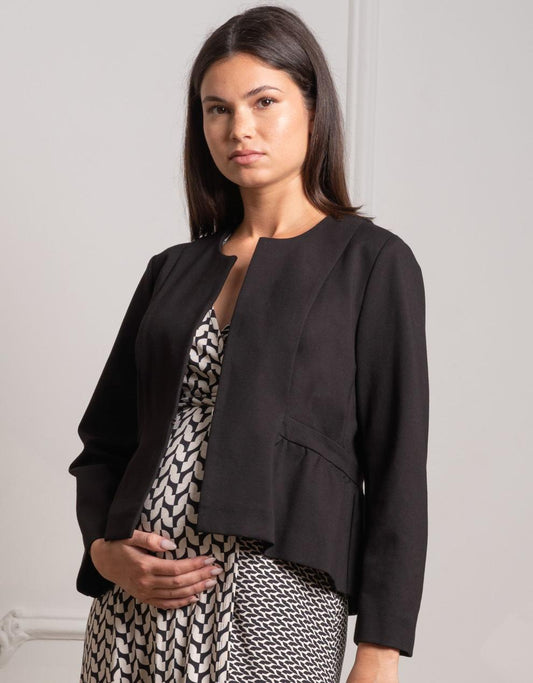 Women Seraphine Coats &amp; Jackets | Black Peplum Maternity Jacket