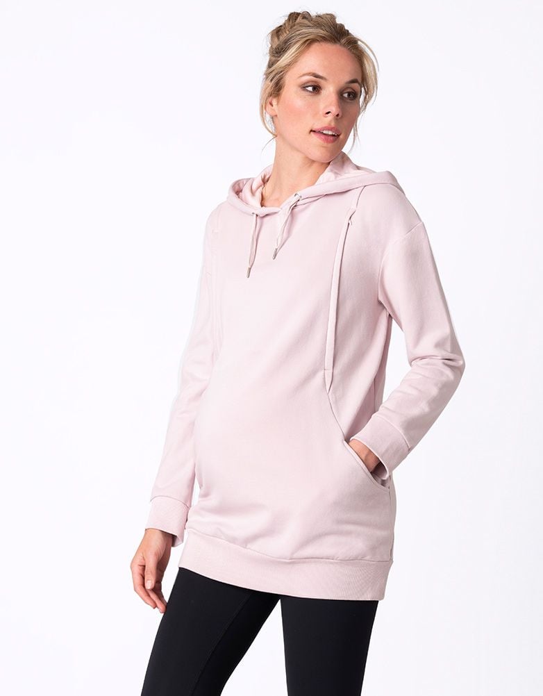 Women Seraphine Coats &amp; Jackets | Blush Pink Maternity &amp; Nursing Hoodie