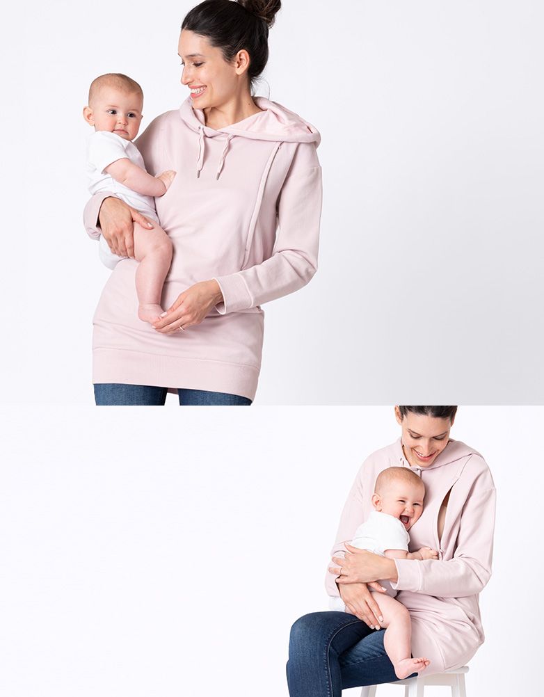 Women Seraphine Coats &amp; Jackets | Blush Pink Maternity &amp; Nursing Hoodie