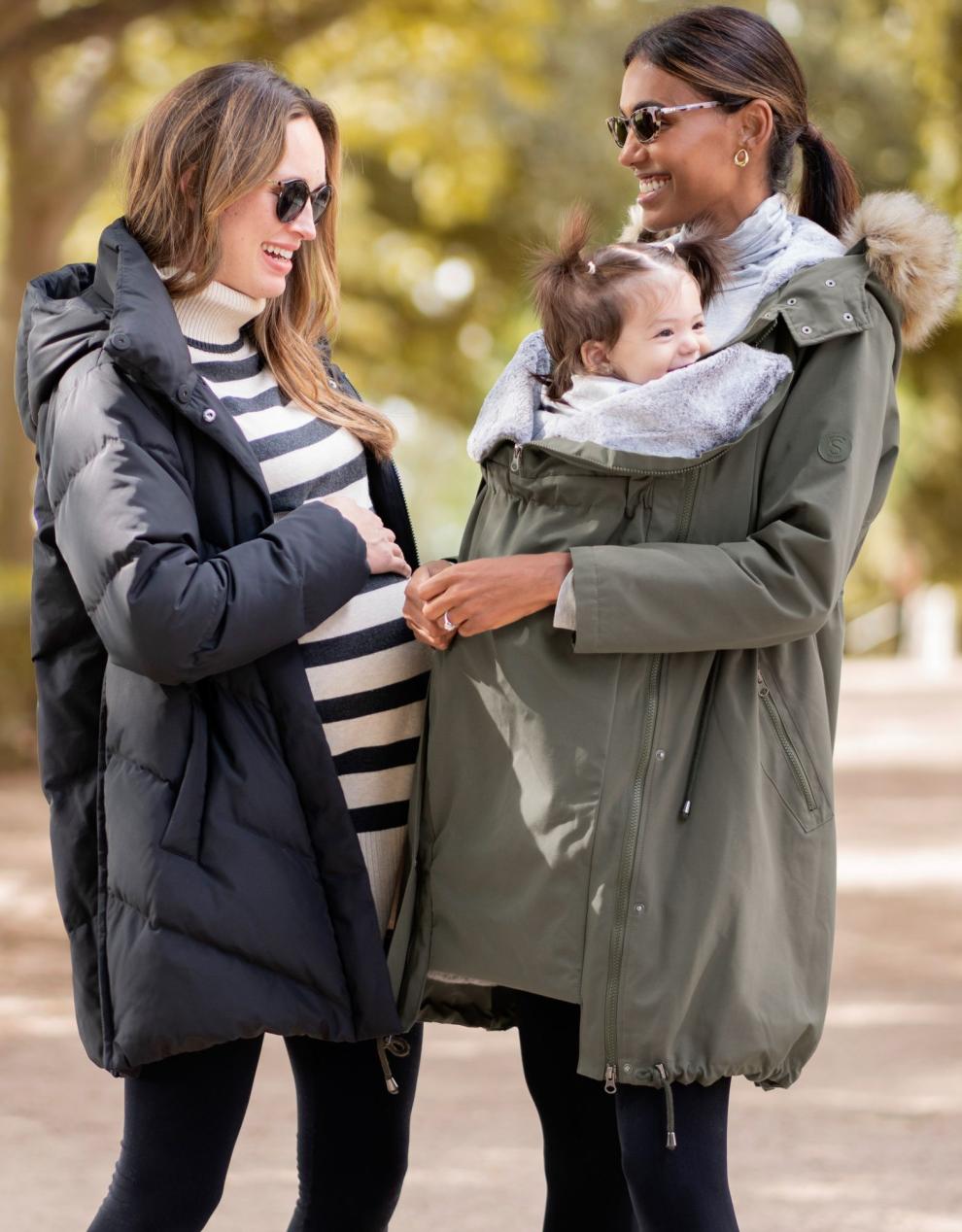 Women Seraphine Coats &amp; Jackets | Khaki 3 In 1 Winter Maternity Parka