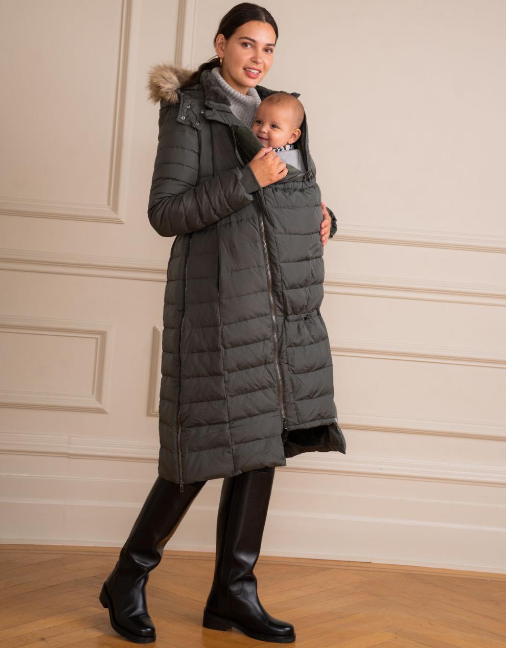 Women Seraphine Coats &amp; Jackets | Khaki Extra Long 3 In 1 Down Maternity Coat