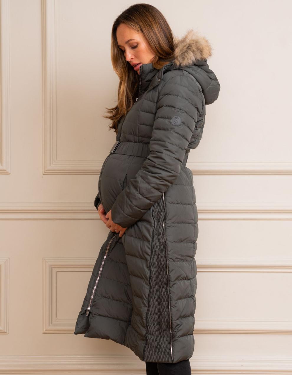 Women Seraphine Coats &amp; Jackets | Khaki Extra Long 3 In 1 Down Maternity Coat