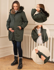 Women Seraphine Coats &amp; Jackets | Khaki Sub-Zero 3 In 1 Maternity Parka