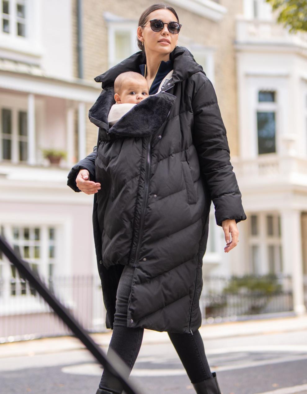 Women Seraphine Coats &amp; Jackets | Long Black Maternity &amp; Babywearing Puffer Coat