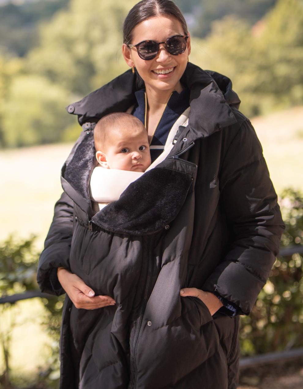 Women Seraphine Coats &amp; Jackets | Long Black Maternity &amp; Babywearing Puffer Coat