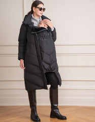 Women Seraphine Coats &amp; Jackets | Long Black Maternity &amp; Babywearing Puffer Coat