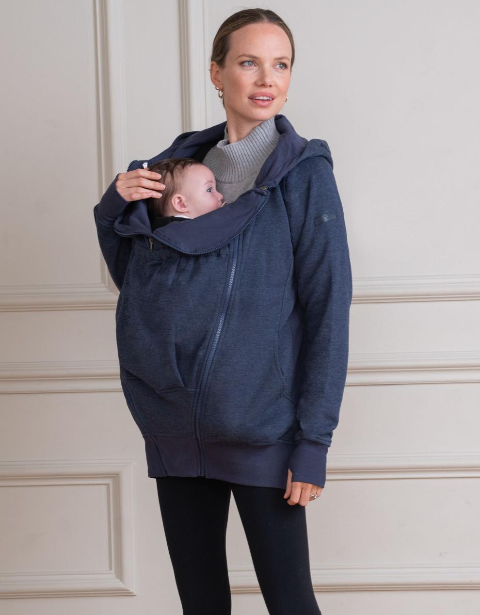 Women Seraphine Coats &amp; Jackets | Navy Blue 3 In 1 Maternity Hoodie