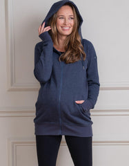 Women Seraphine Coats &amp; Jackets | Navy Blue 3 In 1 Maternity Hoodie