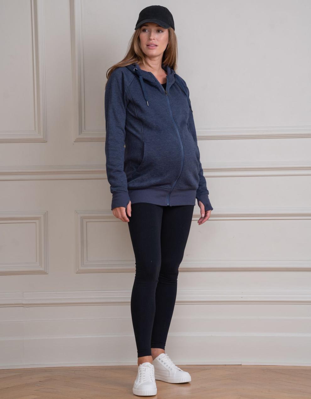 Women Seraphine Coats &amp; Jackets | Navy Blue 3 In 1 Maternity Hoodie