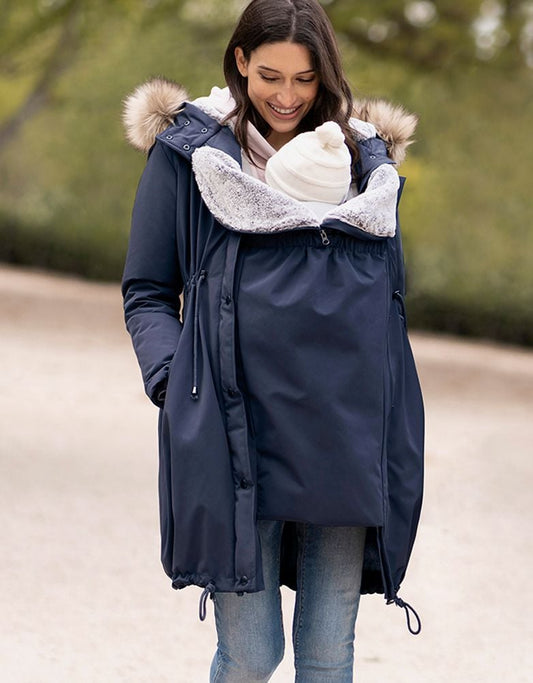 Women Seraphine Coats &amp; Jackets | Navy Blue 3 In 1 Winter Maternity Parka
