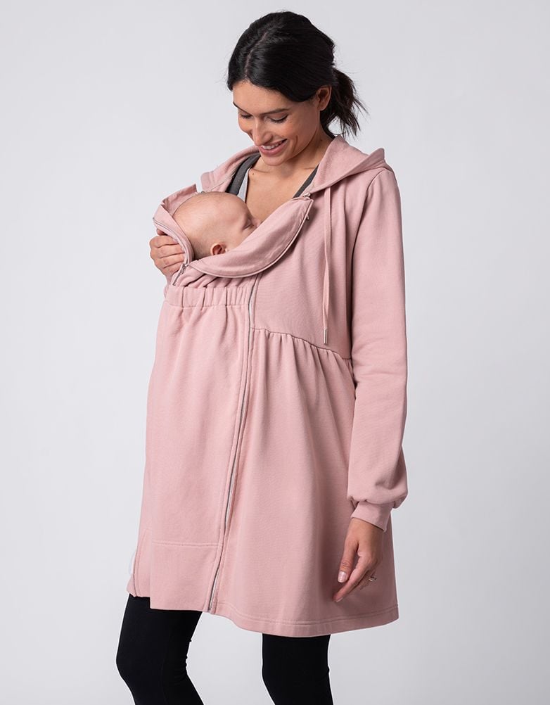 Women Seraphine Coats &amp; Jackets | Pink 3 In 1 Maternity &amp; Babywearing Hoodie Tunic