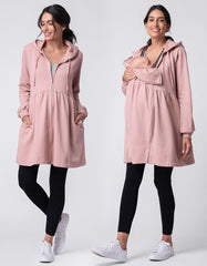 Women Seraphine Coats &amp; Jackets | Pink 3 In 1 Maternity &amp; Babywearing Hoodie Tunic